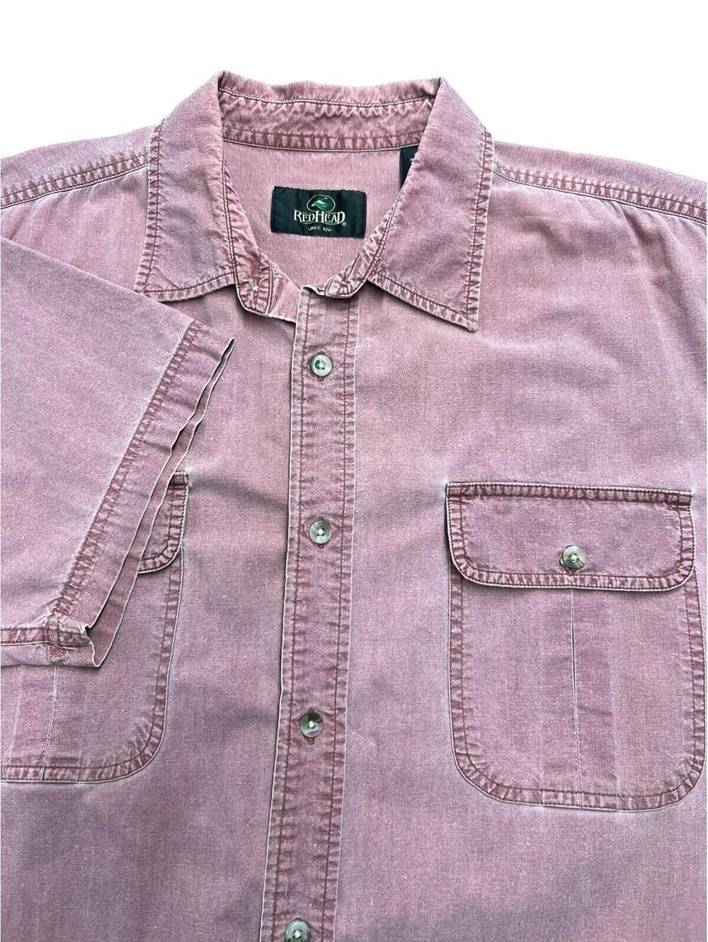 Vintage RedHead Garment Dyed Button Up Shirt Faded Mauve Utility Workwear